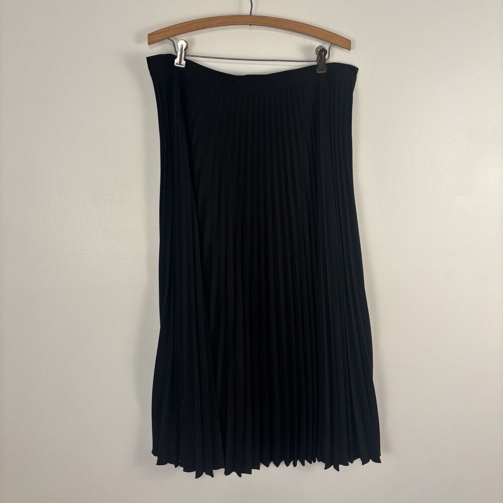 VTG Sag Harbor Womens 16W Black Accordion Pleats Pleated Midi Skirt Modest Long